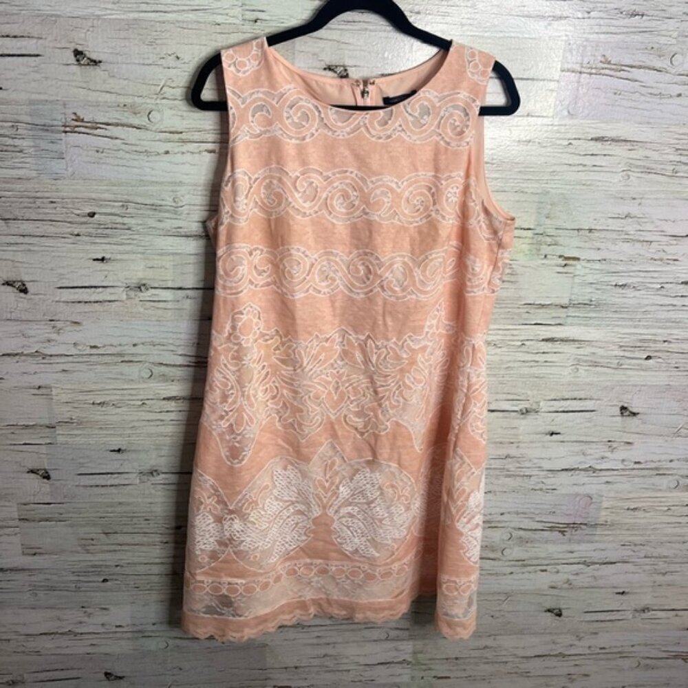 Tommy Hilfiger pink white dress sheath lace size 14